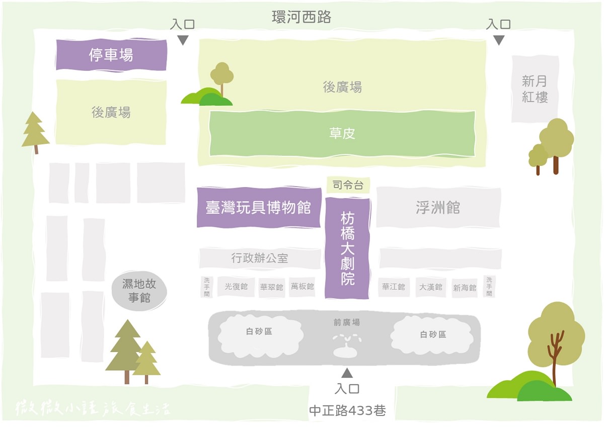 新北板橋景點|板橋435藝文特區x台灣玩具博物館.50元暢玩2小時,快帶小朋友來體驗千種懷舊玩具! - 第4張圖 板橋435藝文特區平面圖